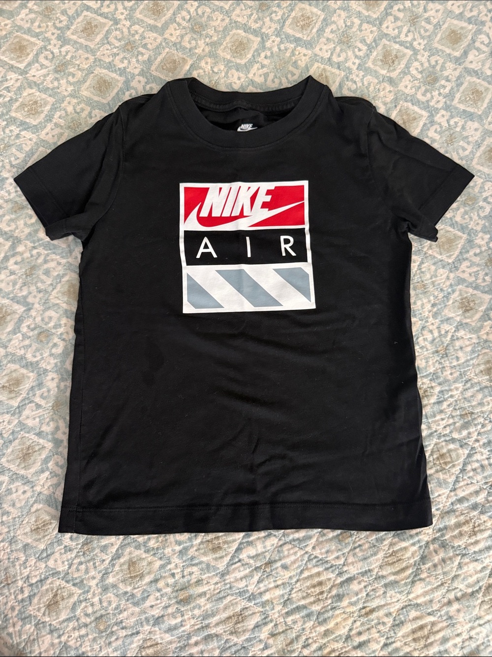 Nike Black Short-Sleeve Tee with Red and Gray Logo